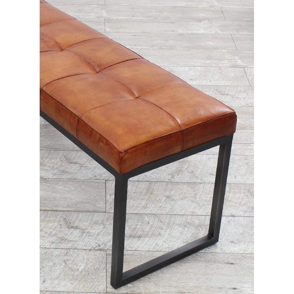 Vintage Bank Vorbank 140 cm Echt Büffel Leder Esstischbank Küchenbank