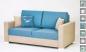 Preview: Landhaus Sofa Maritim blau & Sand beige Möwen Emblem Lounge Couch modern Marine Klassik Massivholz Gestell Stoff B1 Level Norden Küsten Meer Style Nordsee Ostsee Landhausstil