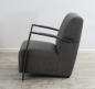 Preview: Sessel Stuhl Designer "Rügen"  Vintage (Kunstleder) für Möbel mit Nachahmung natürlicher Maserung, Knistern-Effekt Farbe anthrazit Metall Fuß