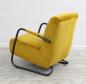 Mobile Preview: Sessel Stuhl Designer "Helgoland" Retro Velour Stoff Senf gelb Metall Fuß