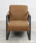 Preview: Sessel Stuhl Designer "Norderney" Vintage (Kunstleder) für Möbel mit Nachahmung natürlicher Maserung, Knistern-Effekt Farbe mittelbraun Metall Fuß