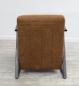 Preview: Sessel Stuhl Designer "Norderney" Vintage (Kunstleder) für Möbel mit Nachahmung natürlicher Maserung, Knistern-Effekt Farbe mittelbraun Metall Fuß