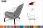 Mobile Preview: Lounge Sessel Lesesessel modern Hahnentritt Muster & Samt Velour Bordo rot " TOLEDO " Massivholz Füße in schwarz / braun / weiß Polstersessel Retro Trend