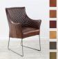 Preview: Stuhl Sessel Designer "Frankfurt" Echt Buffel Leder Vintage Farbe Tobacco Metall Fuß