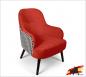 Mobile Preview: Lounge Sessel Lesesessel modern Hahnentritt Muster & Samt Velour Bordo rot " TOLEDO " Massivholz Füße in schwarz / braun / weiß Polstersessel Retro Trend