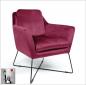Preview: Loungesessel Samt Sessel modern bordeaux rot Lesesessel Serie " New York " Eisengestell oder massive Holzfüße zur Auswahl Trend Design Polstermöbel