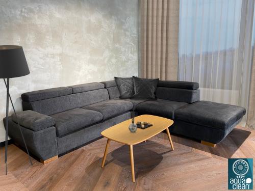 Lounge Sofa L Form Couch Big Familien Ecksofa schwarz modern Serie "CULT" black Vintage Easy Clean Stoff robust 298 x 270 cm Polstermöbel Garnitur Relaxe Gruppe