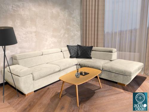 Lounge Sofa L Form Couch Big Familien Ecksofa modern Serie "CULT" beige Vintage Easy Clean Stoff robust 298 x 270 cm Polstermöbel Garnitur Relaxe Gruppe