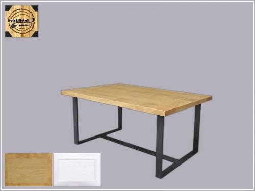Industrial Couchtisch Sofa Tisch Beistelltisch " Holz & Metall Kollektion " Massivholz Landhausstil Wohnzimmertisch BF304 Honig braun gewachst - weiß lackiert