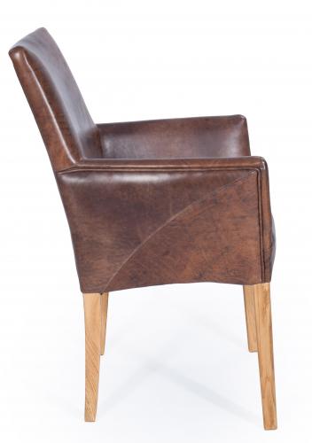 Armlehnenstuhl Sessel Designer Regensburg Echt Leder Vintage dunkelbraun Eiche Stuhl