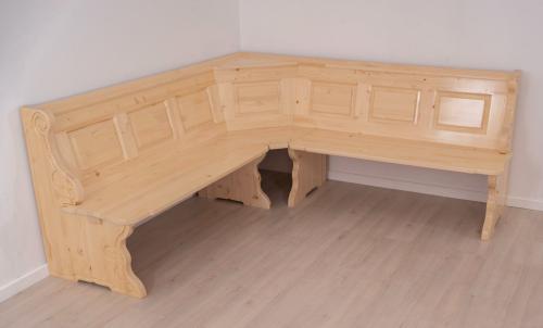 Preview: Landhaus Eckbankgruppe Massivholz R138 gewachst Landau 165x165cm Eckbank Set inklusiv Kissensatz Fichte voll massiv Landhausstil