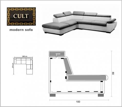 Preview: Lounge Sofa L Form Couch Big Familien Ecksofa modern Serie "CULT" beige Vintage Easy Clean Stoff robust 298 x 270 cm Polstermöbel Garnitur Relaxe Gruppe