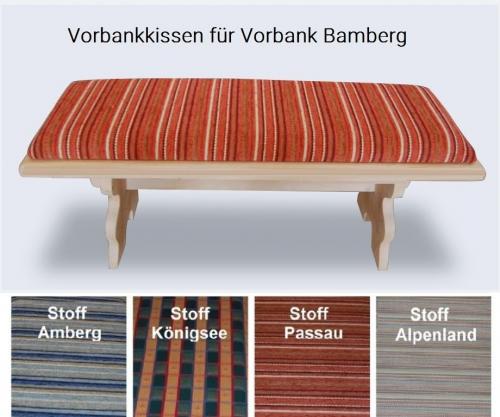 Vorbankkissen für Vorbank Bamberg in 4 Stoffvarianten