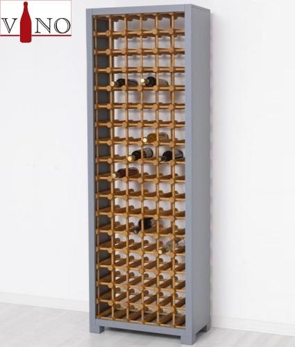 Weinregal Massivholz Flaschenregal groß " VINO XL " blau grau - braun lackiert & gewachst 102 Flaschen Fächer Landhausstil