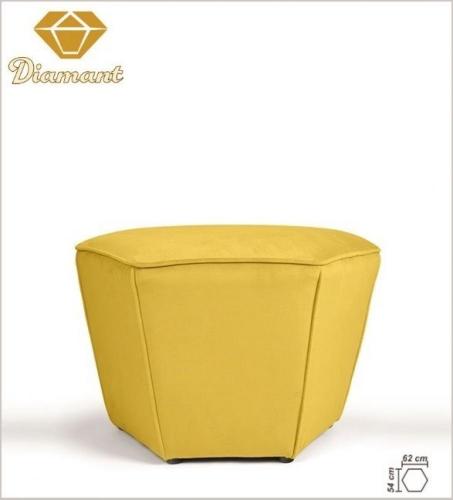 Polsterhocker Hocker Pouf modern Samt Velour Senf gelb Loungehocker " Diamant " Prisma Form mit Borte Mostaza