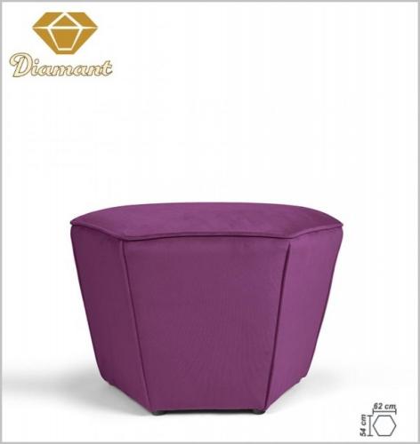 Polsterhocker Hocker Pouf modern Samt Velour lila Loungehocker " Diamant " Prisma Form mit Borte Purple