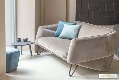 Lounge Sofa Couch modern Designer Leonardo Flow Samt Velour Stoff Polstermöbel robust 170 cm 2 Sitzer elegant Taupe farbend grau braun Canape