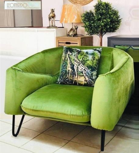 Lounge Sessel modern Designer Leonardo Flow Limetten grün Samt Velour Stoff Polstermöbel robust 106 x 105 cm Lima06 green