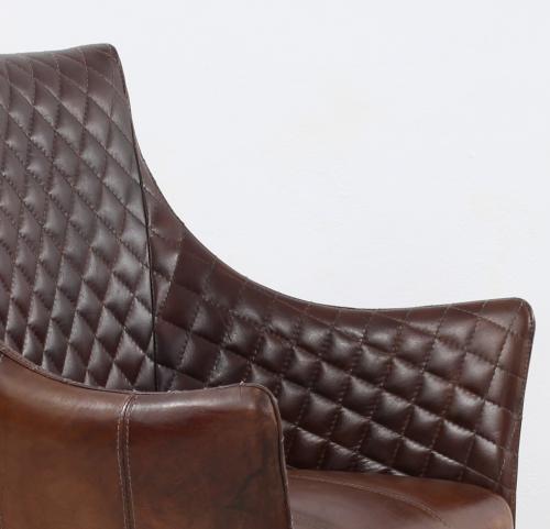 Stuhl Sessel Designer "Frankfurt" Echt Buffel Leder Vintage Farbe Tobacco Metall Fuß