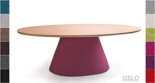 Designer Esstisch oval Esszimmertisch gepolstert Tisch Küchentisch 200x115 cm " Serie Oslo " Eleganz Trapez Form 12 Farbe - 9 Tischplatten Dekore