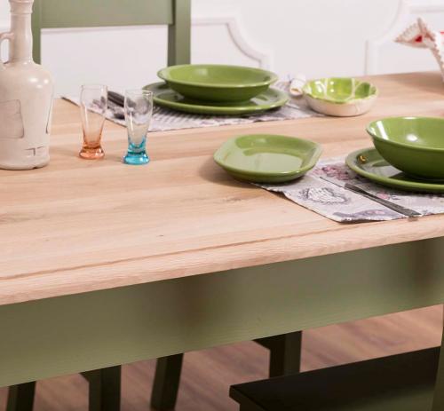 Preview: Landhaus Esstisch Küchentisch Speisetisch PS383 Palermo 180 X 90 cm Nostalgie green grün Massivholz Wildeiche - Fichte Serie " a la Mamma Cucina " Italienischer Landhausstil Vintage Shabby Chic