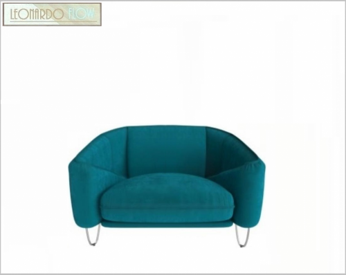 Lounge Sessel modern Designer Leonardo Flow Samt Velour Stoff Polstersessel robust 106 x 105 cm elegant Petrol blau grün farbend Polstermöbel
