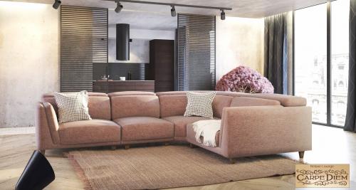 Lounge Sofa L Form Couch Big Ecksofa modern Serie Carpe Diem Elegance Stoff rose rosewood mit Beinauflage ausziehbar robust 305 x 231 cm Polstermöbel Garnitur Relaxe Gruppe mit Liegefunktion