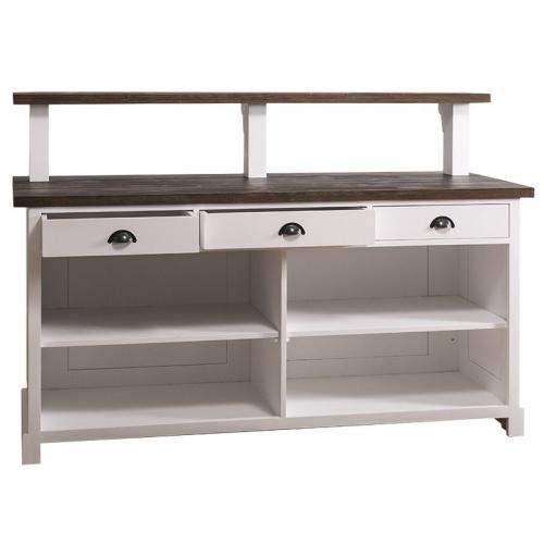 Preview: Empfangstheke Empfangstresen Ladentheke " SIEGFRIED " Landhausstil Theke Praxis Kanzlei Tresen Geschäftstheke Kassentheke Gastronomie Restaurant Landhaus Verkaufstheke Empfangspult weiß - braun Kombination lackiert gebürstet Massivholz Brushed