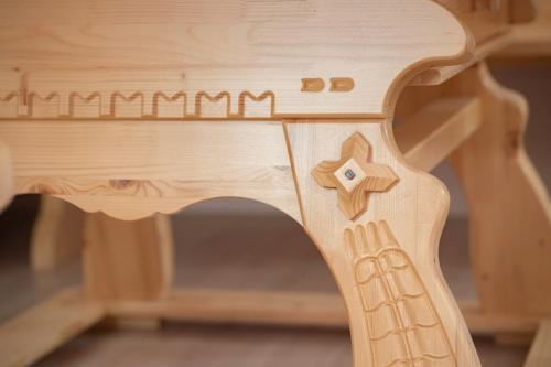 Preview: Landhaus Eckbankgruppe Massivholz Ambiente hell lackiert Königsee 195x195cm Eckbank Set ohne Kissensatz Fichte voll massiv Landhausstil