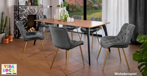 Esstisch Küchentisch Esszimmertisch Serie Vida Loca Tisch modern helle Holz Optik Designer Metall Füße schwarz 120 X 90 cm