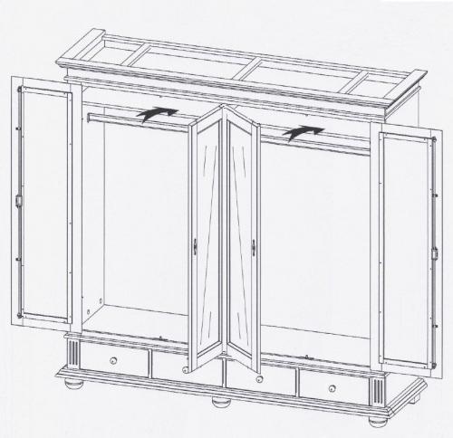 Kleiderschrank Schlafzimmer Spiegel Dielenschrank Zugspitz  4 türig Fichte massiv antik weiß Landhaus