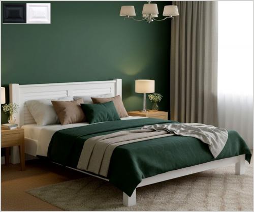 Landhaus Bettgestell weiß - schwarz lackiert Lamellen Design 160 X 200 cm Fichte Massivholz Doppelbett Schlafzimmer Serie Köln PS614 Landhausstil inklusiv Lattenrost