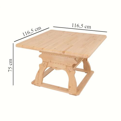 Preview: Landhaus Esstisch Jogltisch Landau Fichte massiv Holz gewachst 117x117 cm Massivholz Landhausstil R 138 Farbton