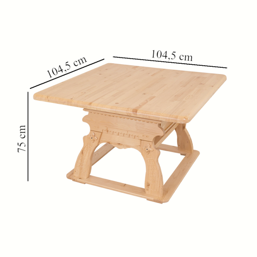 Preview: Landhaus Esstisch Jogltisch Landau Fichte massiv Holz gewachst 105x105 cm Massivholz Landhausstil R 138 Farbton