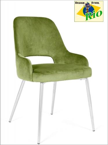 Esszimmerstuhl Stuhl Samt modern Limetten grün Polsterstuhl Lima 06 " Rio Klassik " Eisengestell Silber / Messing oder Holzfüße Natur / weiß Trend Design
