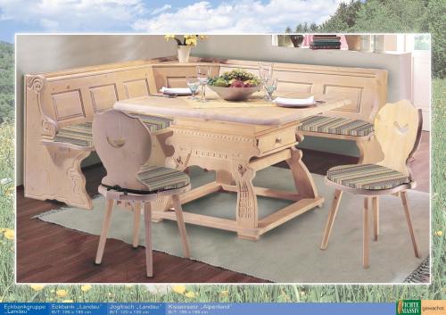 Preview: Landhaus Eckbankgruppe Landau 165x165cm Fichte massiv gewachst ohne Kissen