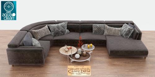Lounge Sofa schwarz modern XXL Big Couch L Form mit Liegefläche Familiensofa Serie Carpe Diem Elegance Stoff black Vintage mit Liegefläche ausziehbar robust 366 x 253 cm Polstermöbel Garnitur Relaxe Gruppe mit Beinauflage