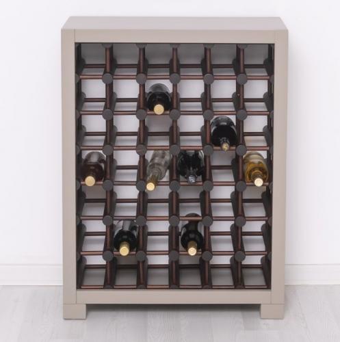 Preview: Weinregal Massivholz Flaschenregal " VINO L " Nude beige & kolonial braun lackiert 42 Flaschen Fächer Landhausstil