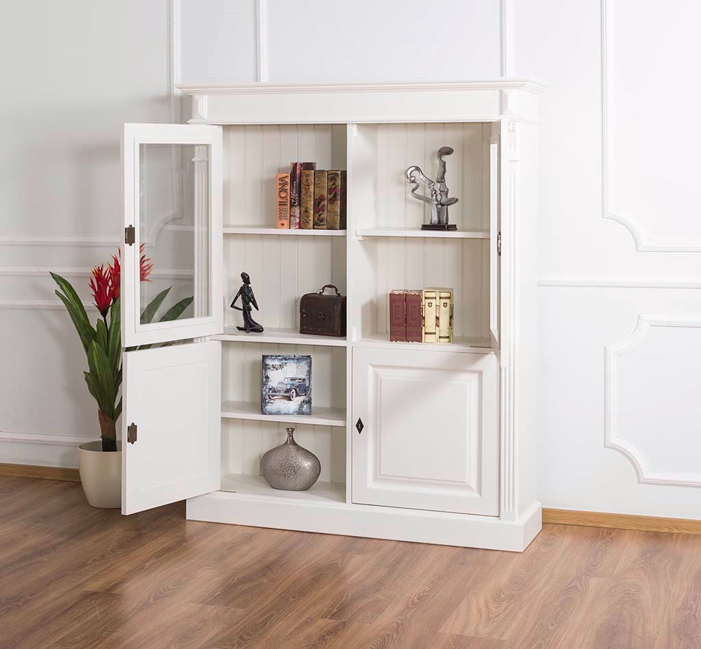 GJVBGA Transparente Vitrine 5-stöckig - Weißer Aufbewahrungsschrank Mit Glastüren Für Ecken