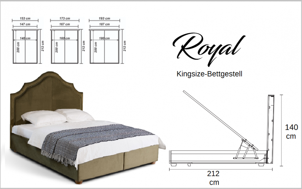 RIAZOS Polsterbett 180x200cm Mit Stauraum - Hydraulisches Bett Mit LED USB