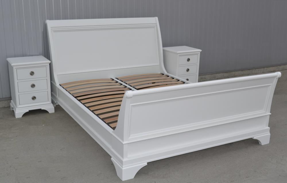 Landhaus Bettgestell Bett weiß 160x200 cm Massivholz lackiert " Serie Sylt " Wiegen Design Klassik Elegant Landhausstil Schlafzimmermöbel