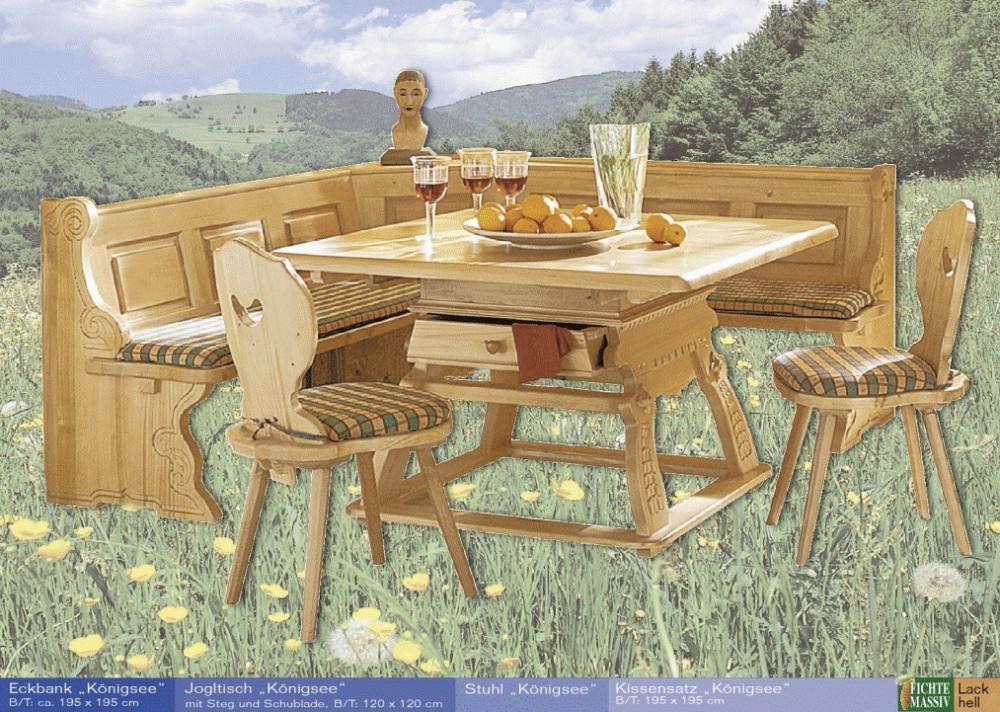 Landhaus Eckbankgruppe Königsee 195 x195cm Fichte massiv lackiert