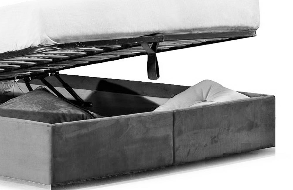 Polsterbett Manhattan Klassik Kingsize - Queensize Bettgestell Velour Stoff grau - grey Würfel Cube Design Trend modern 140 x 200 cm inkl. Lattenrost